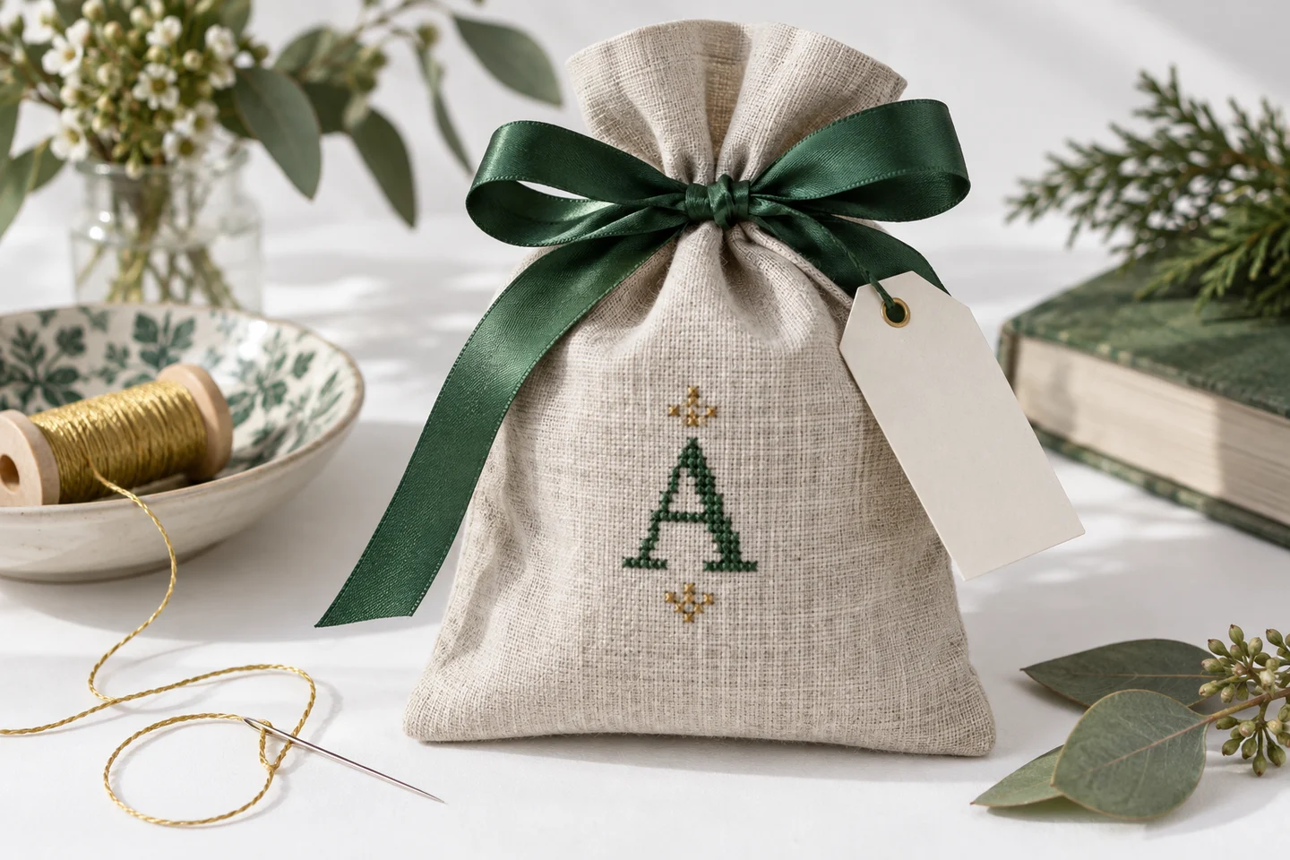 Personalized embroidery presented as a handmade gift
