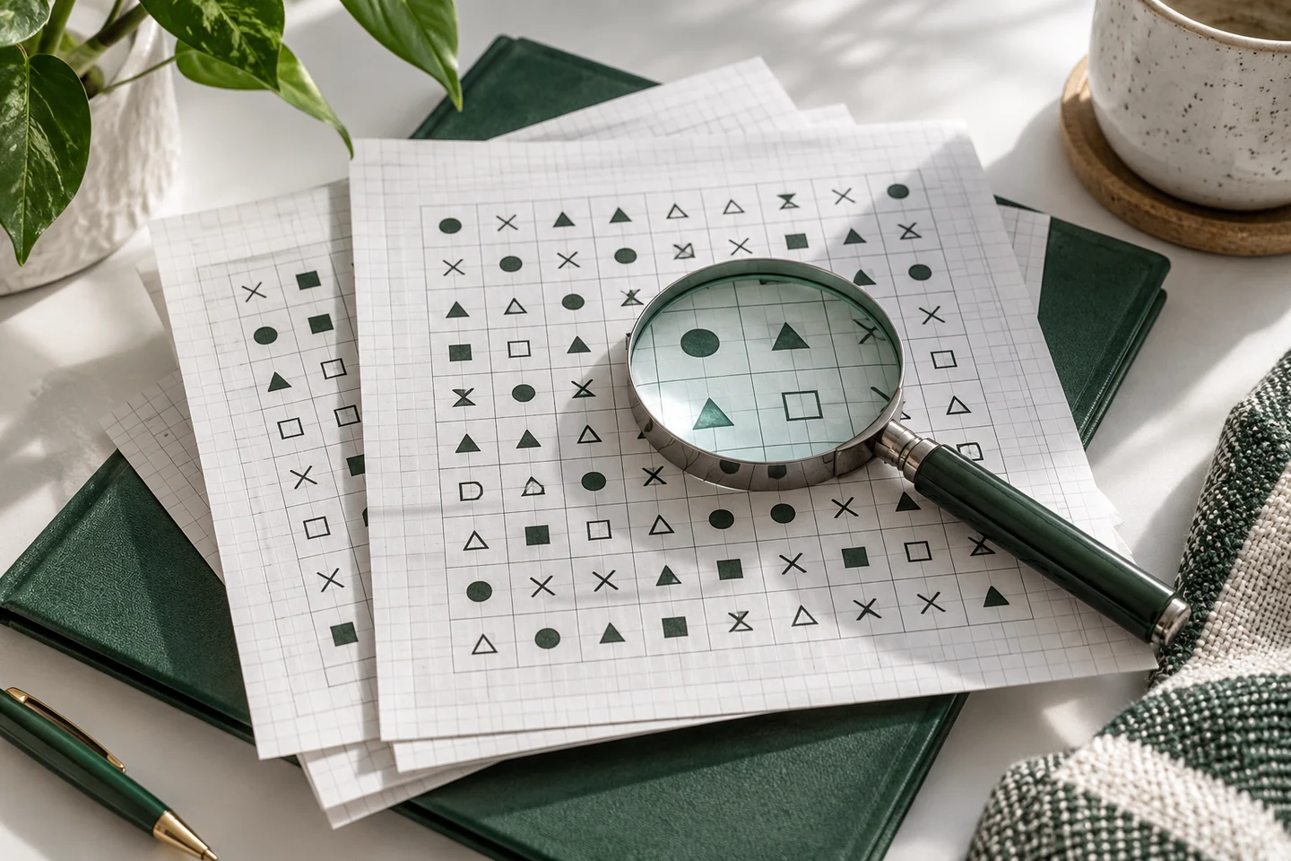 Detailed chart symbols and grid blocks used to plan stitching