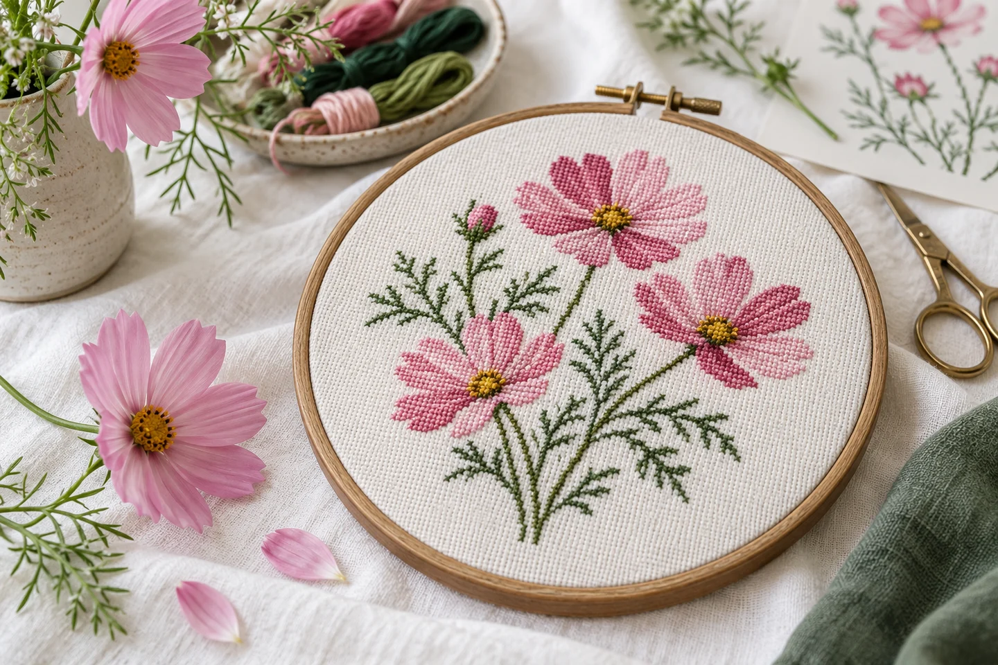 Floral stitching inspired by fresh flowers